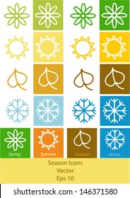 set of vector four seasons symbols isolated on white background