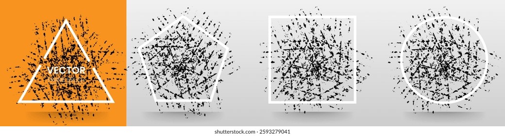 Set vector frame brush grunge banner 