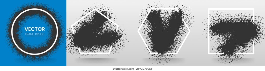 Set vector frame brush grunge banner 