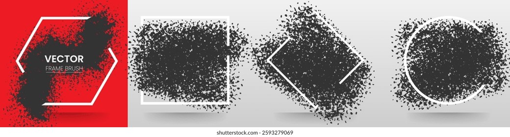 Set vector frame brush grunge banner 