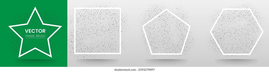 Set vector frame brush grunge banner 