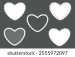 Set vector frame with lace border in the shape of a heart. Concept of love for Valentine