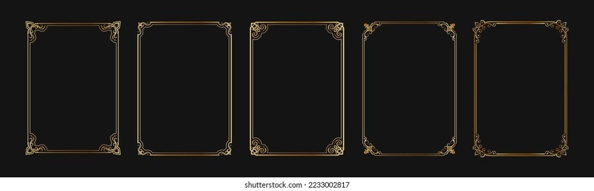 set vector, frame vintage gold