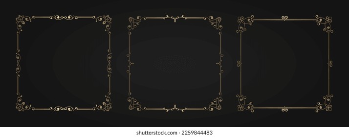 set vector, frame vintage gold