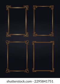 set vector, frame vintage gold