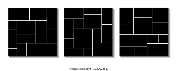 Set of vector frames 12 and 13 photo collages. Templates of moodboard.