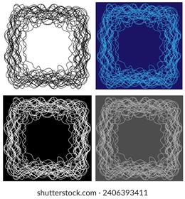 Set of vector frames and backgrounds in the form of wavy lines and twisted wire