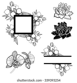 Similar Images, Stock Photos & Vectors of Set of frames and flowers
