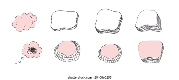 A set of vector frames for the presentation of inscriptions. Hand-drawn frames. Vector illustration.