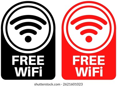 Set vector free wifi sign symbol labels sticker design illustration