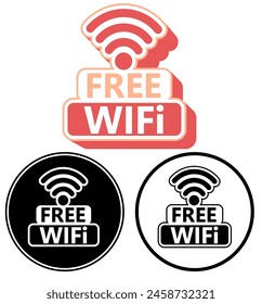 set vector free wireless internet connection. free wifi area sign illustration