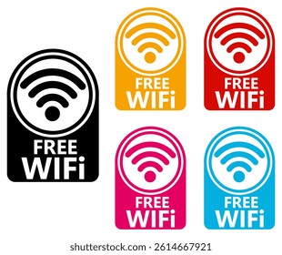 set vector free wireless internet connection. free wifi area sign illustration