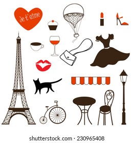 set of vector french icons