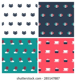 set of vector french patterns