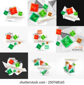 Conjunto de infografías abstractas de vectores de negocio fresco sobre fondo triangular 3d