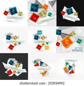 Conjunto de infografías abstractas de vectores de negocio fresco sobre fondo triangular 3d