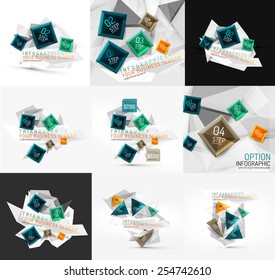 Conjunto de infografías abstractas de vectores de negocio fresco sobre fondo triangular 3d