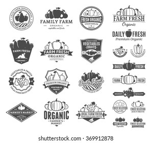 Set of vector fruit and vegetables logo