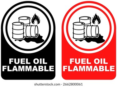 Set vector fuel oil flammable  sign symbol labels sticker design illustration