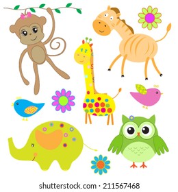 Set of vector funny animals