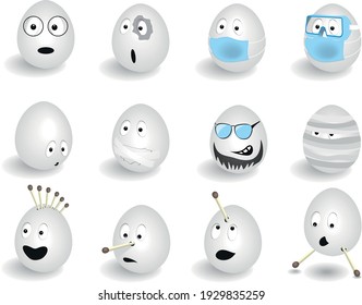 set of vector funny Easter eggs