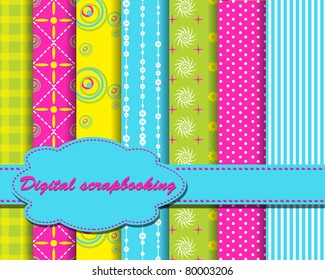 set of vector funny paper for scrapbook