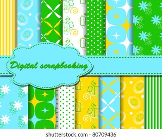 set of vector funny paper for scrapbook