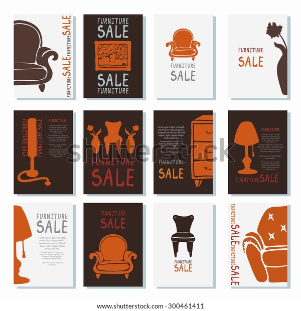 Set Vector Furniture Template Layout Brochure Objects Interiors