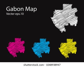 Set of vector gabon maps Multicolored contry map in geometric style for your design infographic vector illustration eps.10