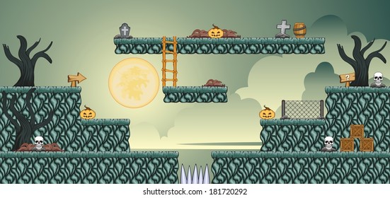 A set of vector game asset, contains ground tiles and several items / objects / decorations, used for creating mobile games