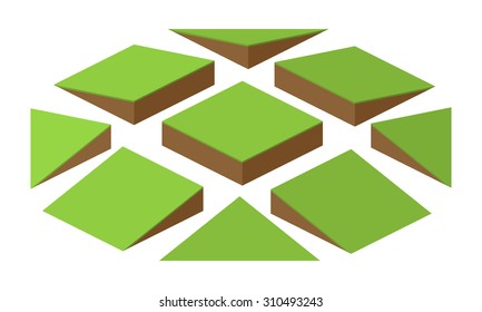 set of vector game bricks with hills