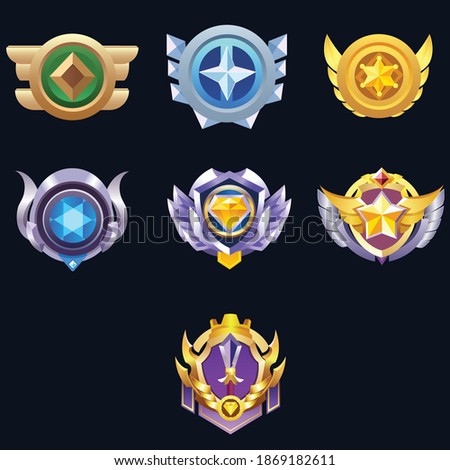 Set of Vector Game Medal Set For Winners.Game Golden, Silver, Bronze Medal. Vector Illustration, Vector round assets for game design.Award vector illustration.