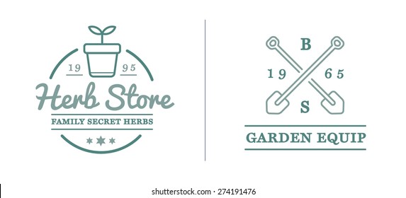 Conjunto de elementos de jardín vectorial y de granja y frutas o íconos vegetales La ilustración puede utilizarse como logotipo o icono en calidad superior