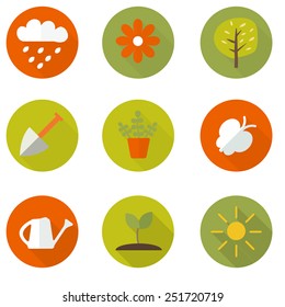 Set of vector garden flat icons