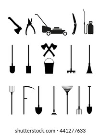 Set of vector garden tools in flat stil