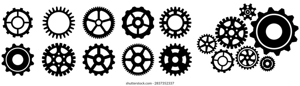 set vector Gear Icon. Cogwheel and Machinery parts Symbols design