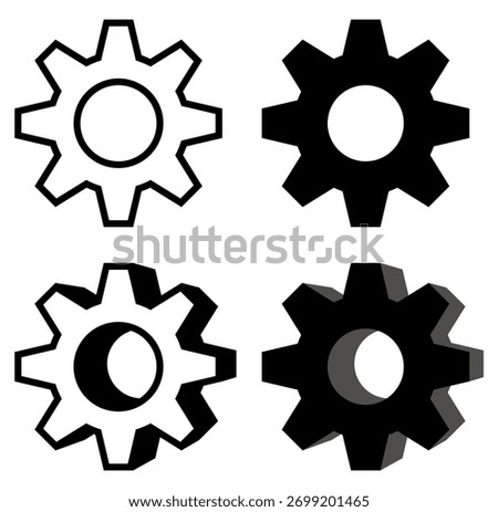 set vector gear icon. cogwheel sign gear setting symbol design illustration