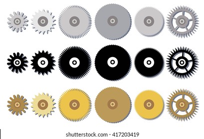 Set vector gears. Cogwheels connection.