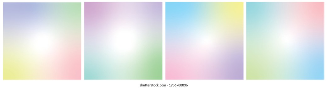 Set of vector gentle pastel bright trendy gradients. 2021 collection of modern colors. Palette for decoration and design. Isolated palettes. Stretching color. Marshmallow, yellow, beige, green, youth