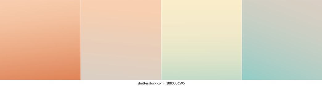 Set vector  gentle  pastel  simple  trendy gradients  2021  2022 collection modern colors  Palette for decoration   design  Isolated palettes  Stretching color  Green  yellow  orange  beige 