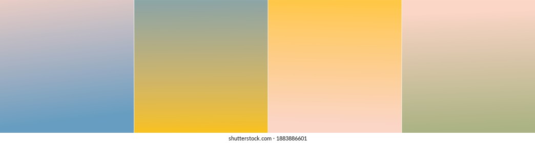 Set of vector gentle pastel simple trendy gradients. 2021 collection of modern colors. Palette for decoration and design. Isolated palettes. Stretching color. Green, gray, pink, beige, blue, lilac