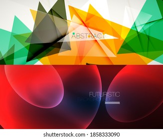Conjunto de fondos geométricos vectoriales. Ilustración vectorial para cubiertas, pancartas, volantes y carteles y otros diseños