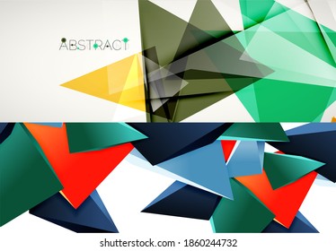 Conjunto de planos de fundo geométricos vetoriais. Ilustração vetorial para capas, banners, folhetos e cartazes e outros desenhos