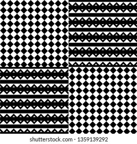 Set of vector geometric black and white backgrounds. Design element for textiles, clothing, printing, packaging and other uses.