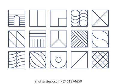 Set of vector geometric linear shapes inspired by Art Deco