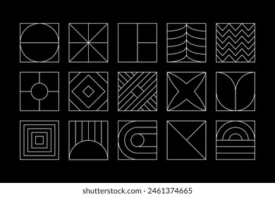 Conjunto de Formas lineales geométricas de Vector inspiradas en el Art Deco