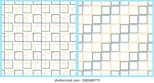 Set of vector geometric patterns. Abstract pattern of squares on a white isolated background. 