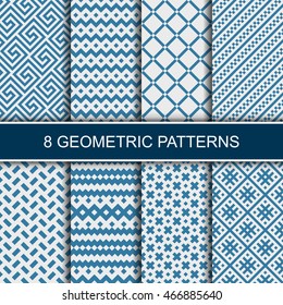 Set of vector geometric patterns. Collection of seamless patterns for your design. Vector illustration.
