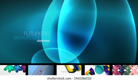 Set of vector geometric posters and backgrounds