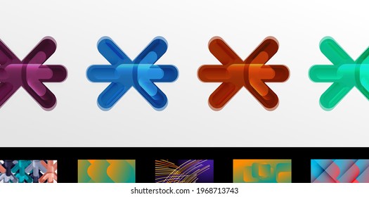Set of vector geometric posters and backgrounds